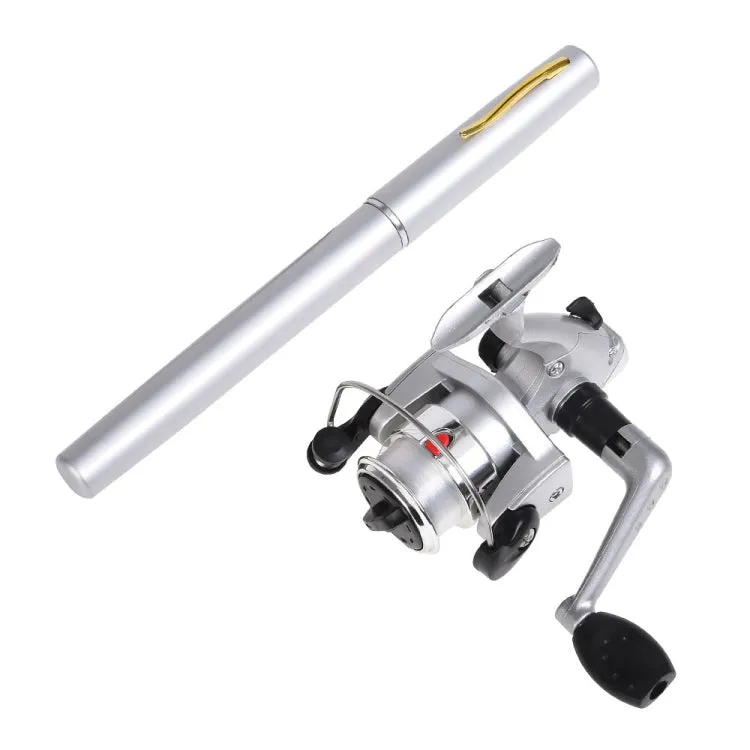 LEO Pen Type Fishing Rod & Spinning Wheel Fishing Reel Portable Pocket Fishing Gear(H8022 Silver)