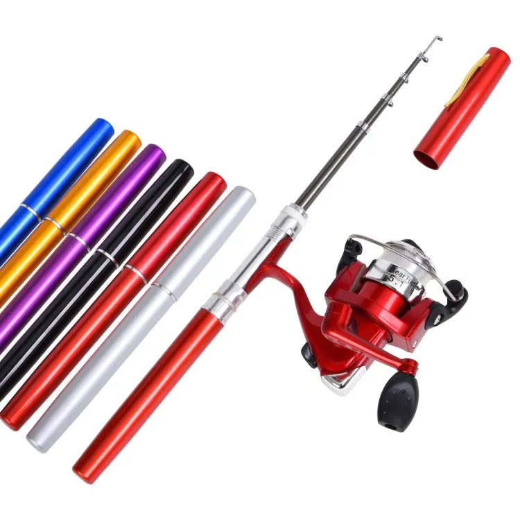 LEO Pen Type Fishing Rod & Spinning Wheel Fishing Reel Portable Pocket Fishing Gear(H8022PU Purple)