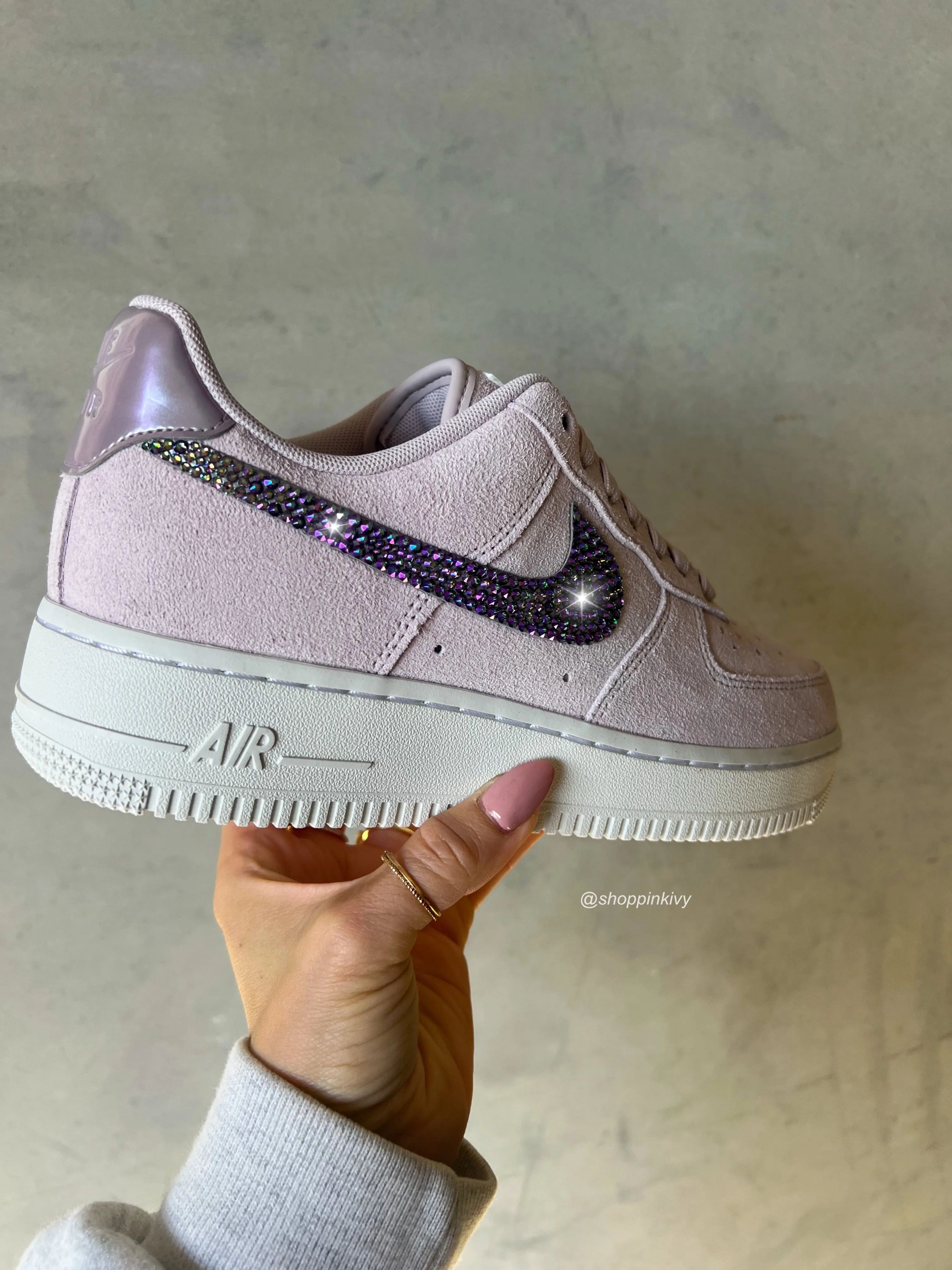 Lilac Fall Iridescent Suede Swarovski Womens Nike Air Force One