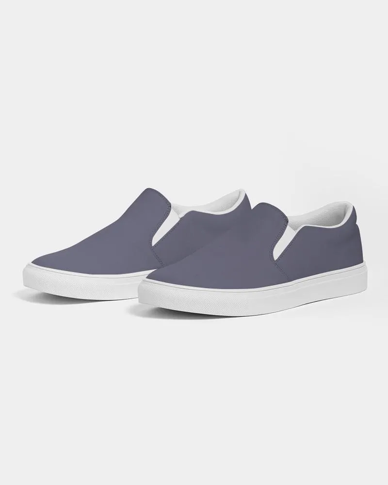 Medium Dark Blue Slip-On Canvas Sneakers | Women's | Medium Dark Pale Pastel Blue | C30M30Y0K60