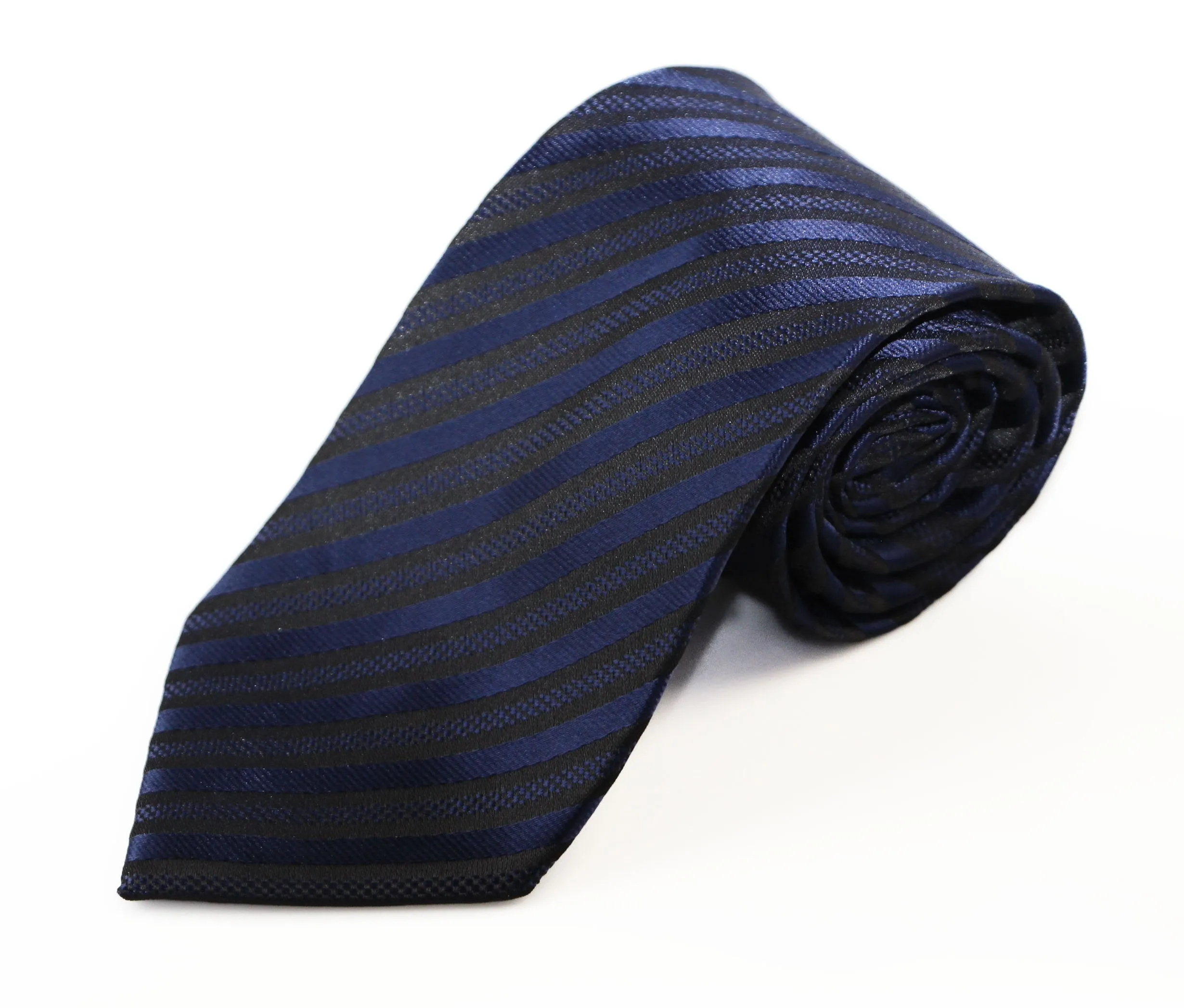 Mens Navy & Black Elegant Striped Patterned 8cm Neck Tie