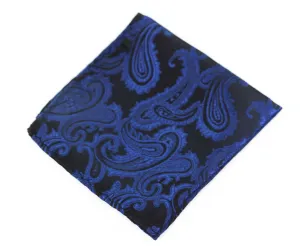 Mens Navy & Black Paisley Pocket Square