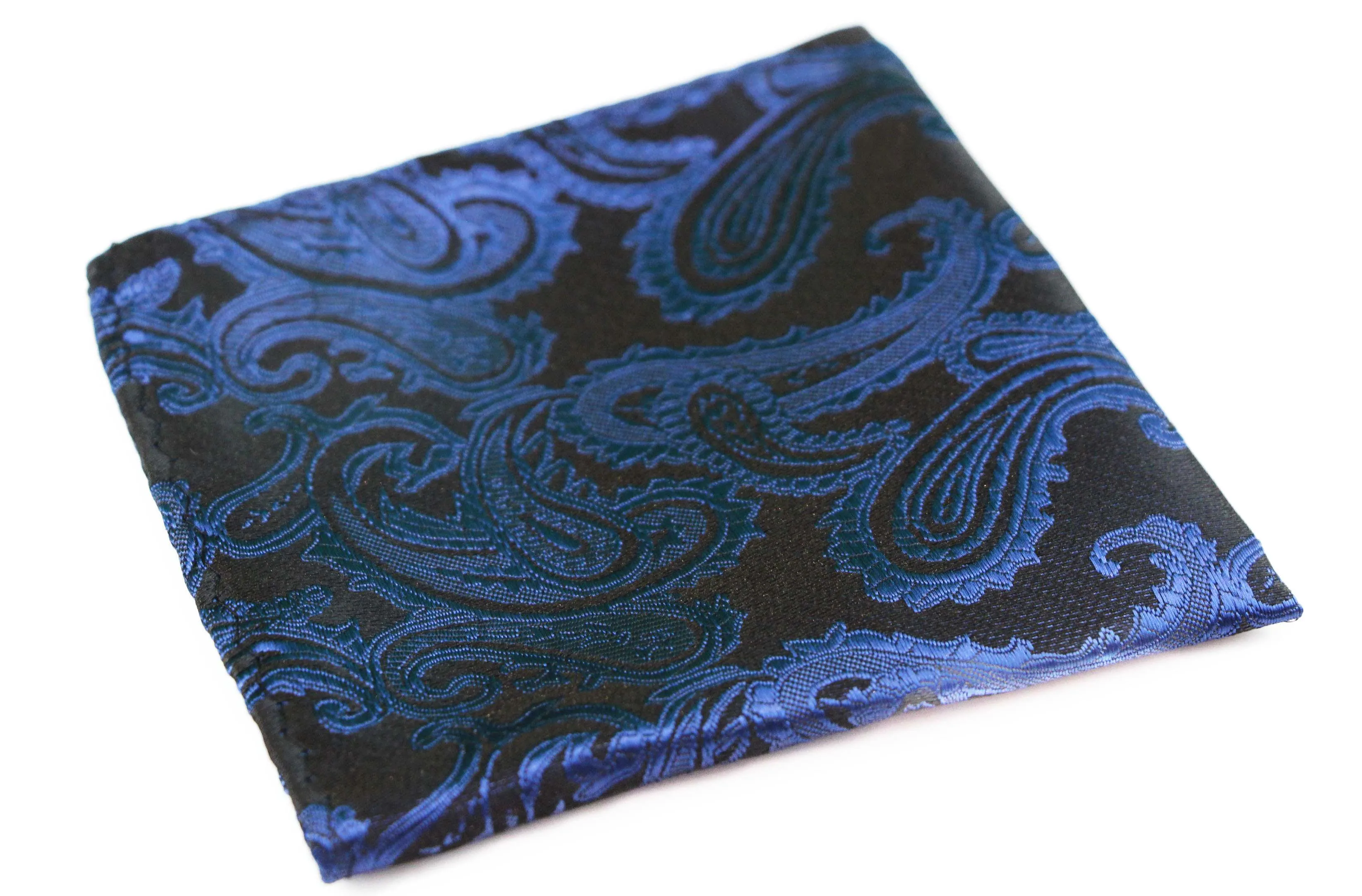 Mens Navy & Black Paisley Pocket Square