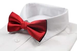 Mens Red Elegant Horizontal Stripe Patterned Bow Tie