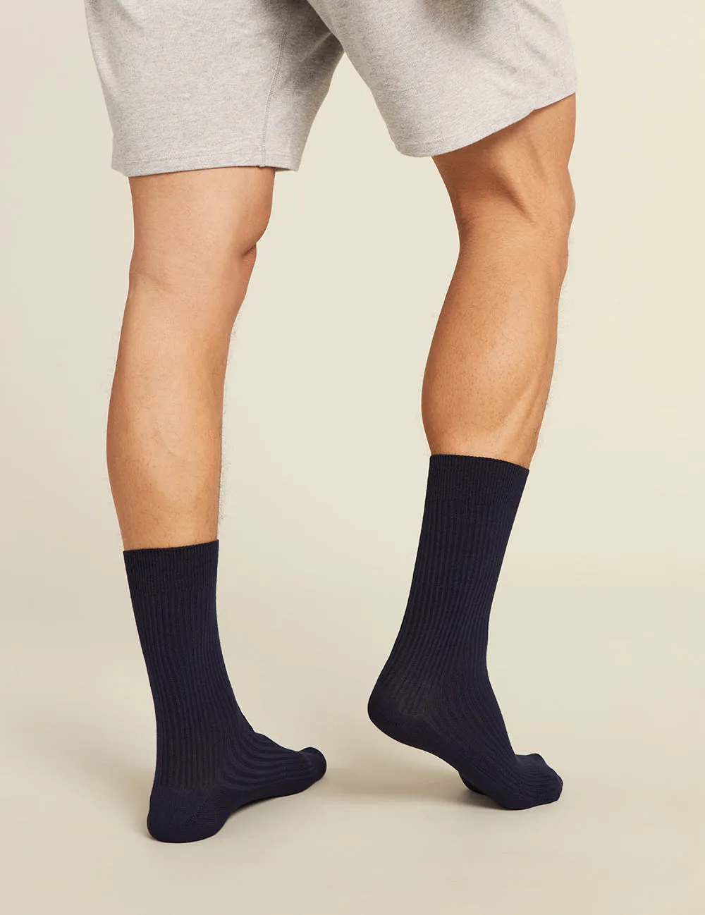 Men's Ribbed Crew Socks - Navy