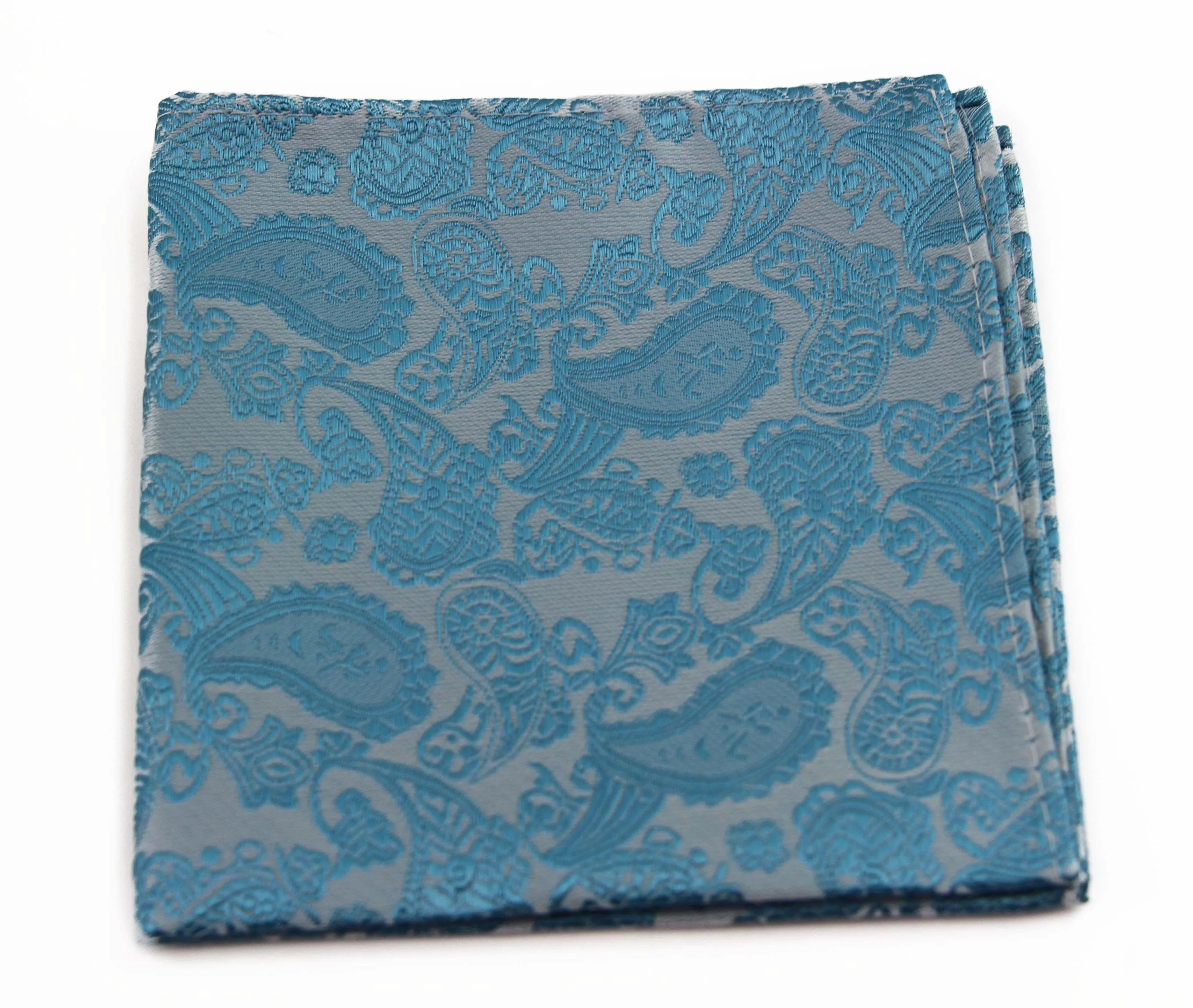 Mens Turquiose Paisley Silk Pocket Square