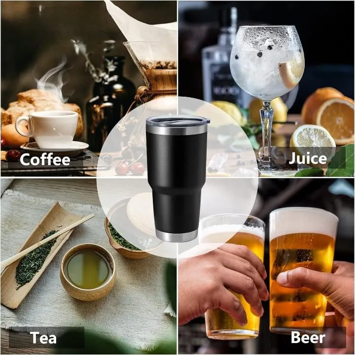 MeRaYo Coffee Tumbler with Lid Coffee Mug with Lid Insulated Coffee Mug Travel Coffee Mug Double Walled Stainless Steel Tumbler (900ml, Black)