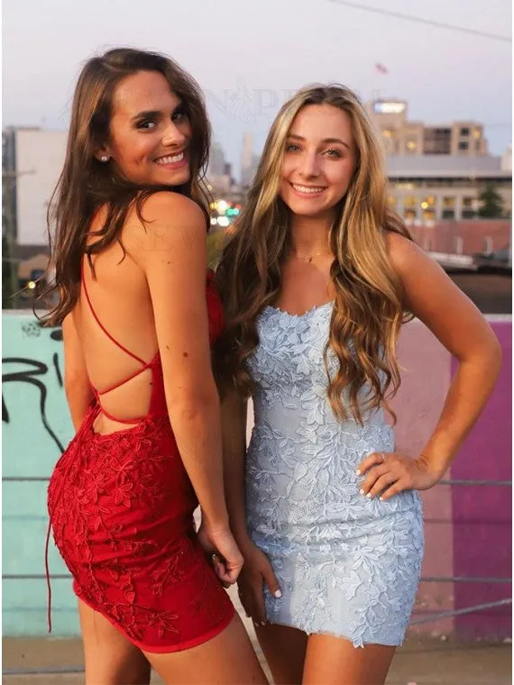 Mini Lace Prom Dresses Short Hoco Dress Sexy Spaghetti Straps Club Dress