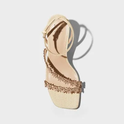 New - Women's Mirabel Strappy Heels - A New Day Beige 12