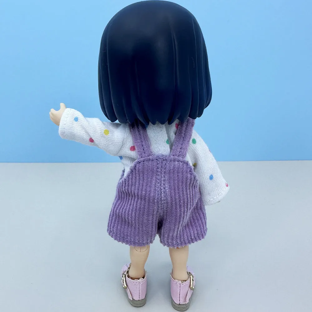 niannyyhouse 1/12 BJD Doll Clothes Long-Sleeved T-Shirt Overalls Shoes OB11 4.3in Action Figures Doll Dressup