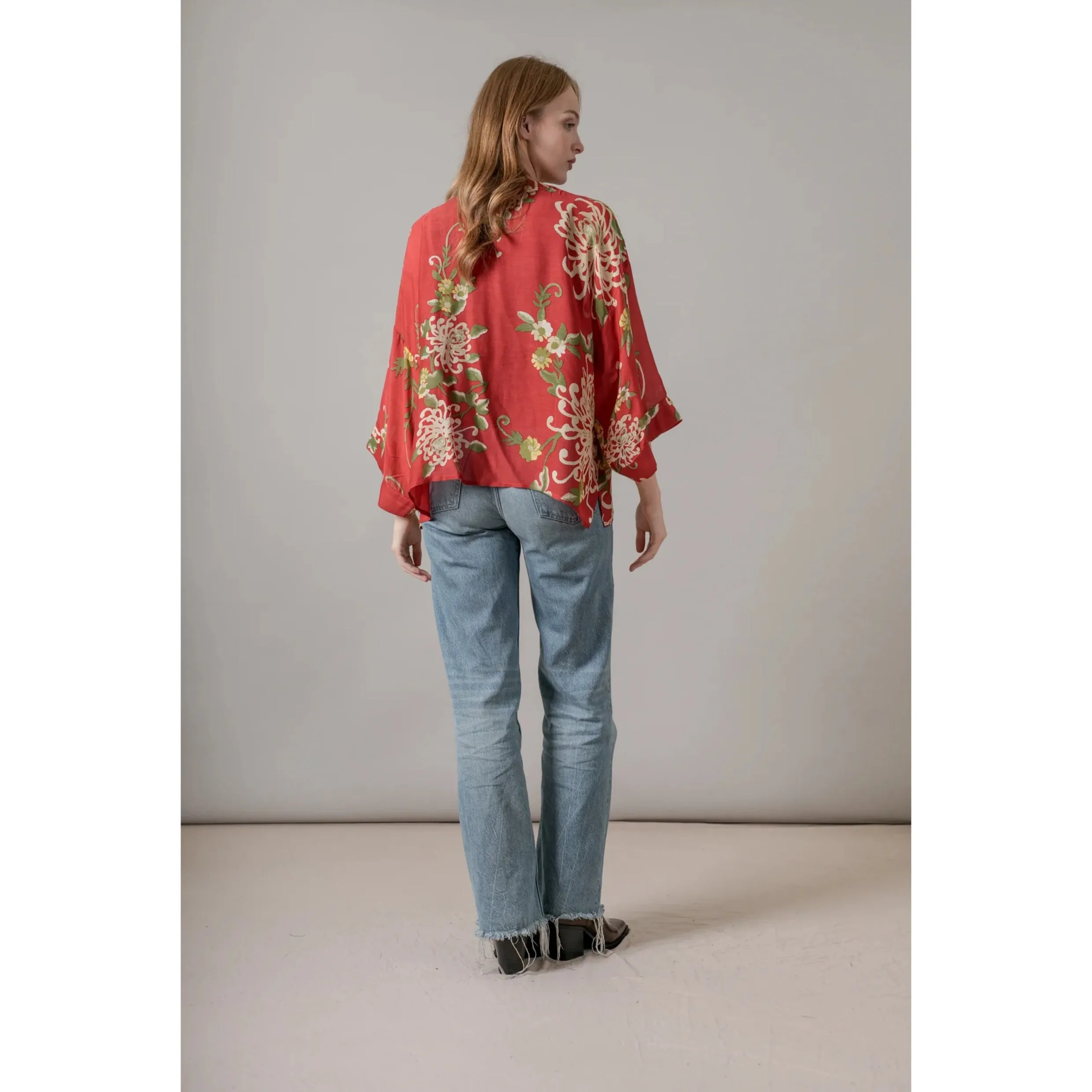 One Hundred Stars Chrysanthemum Red Kimono