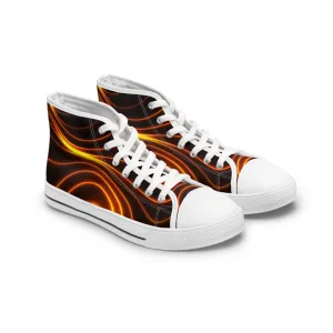 Orange Neon Glow Women's High Top Sneakers