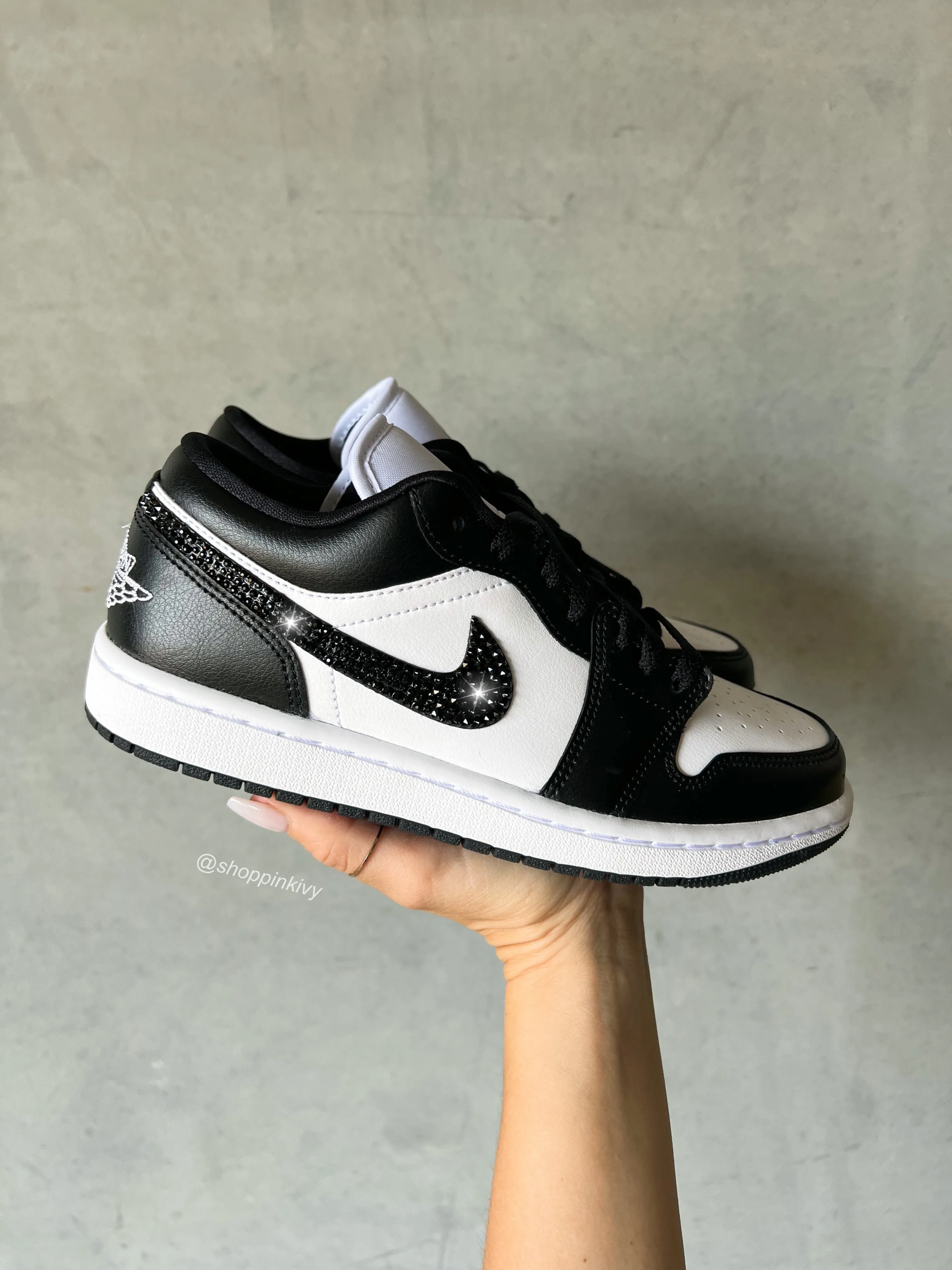 Panda Swarovski Women’s Air Jordan 1 Low Shoes