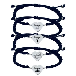 Personalized Engraved Cheer Heart Rope Bracelet