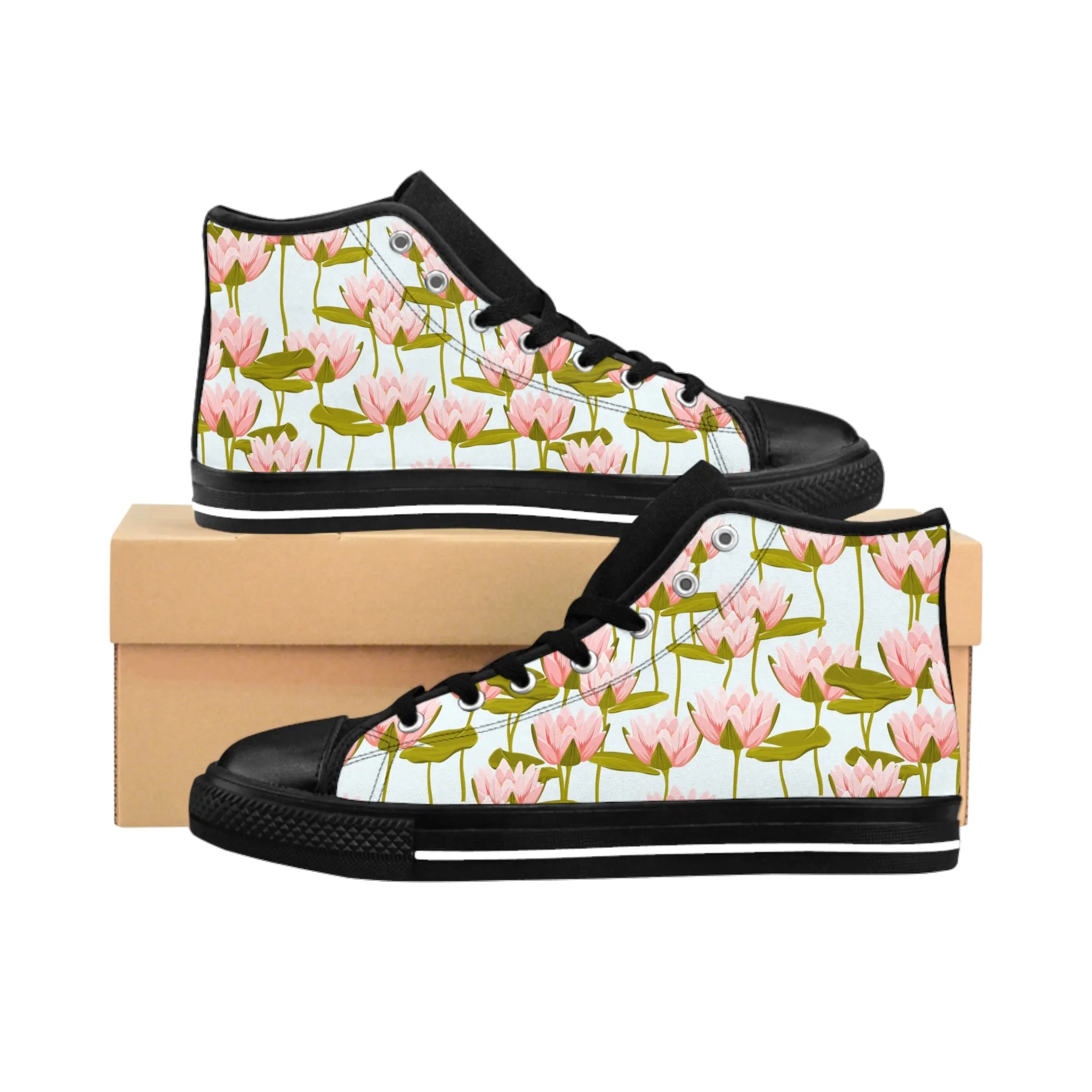 Pink Lily Pads Men's Classic Sneakers