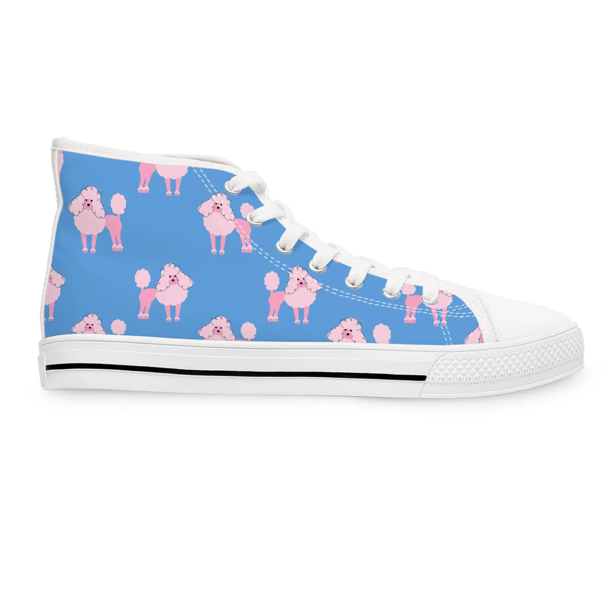 Pink Poodle Dog Women's High Top Sneakers