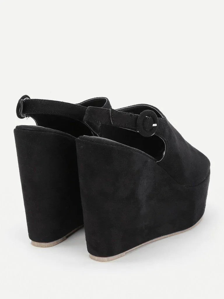 Platform Open Toe Heeled Wedges