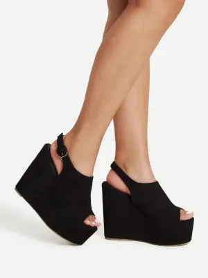 Platform Open Toe Heeled Wedges