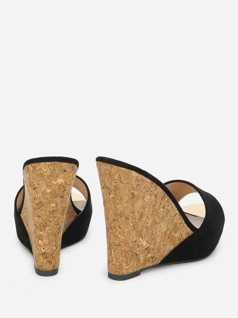 Platform Suede Wedge Mules