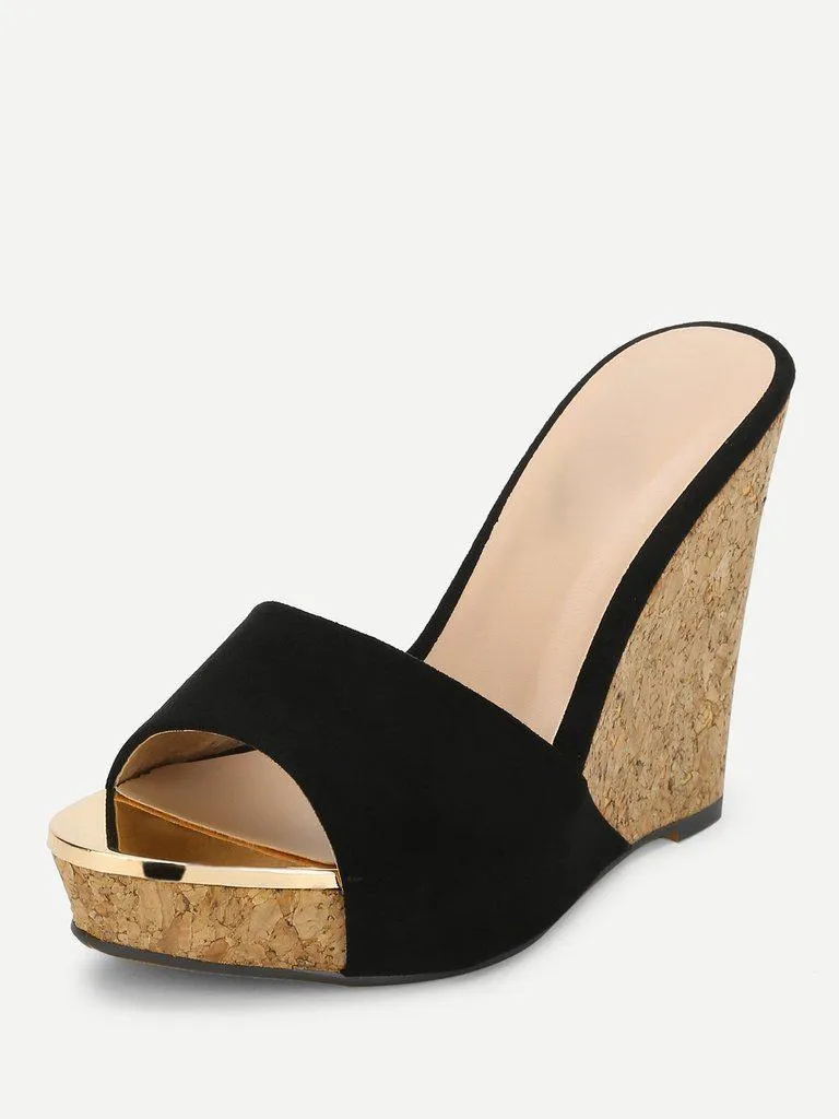 Platform Suede Wedge Mules