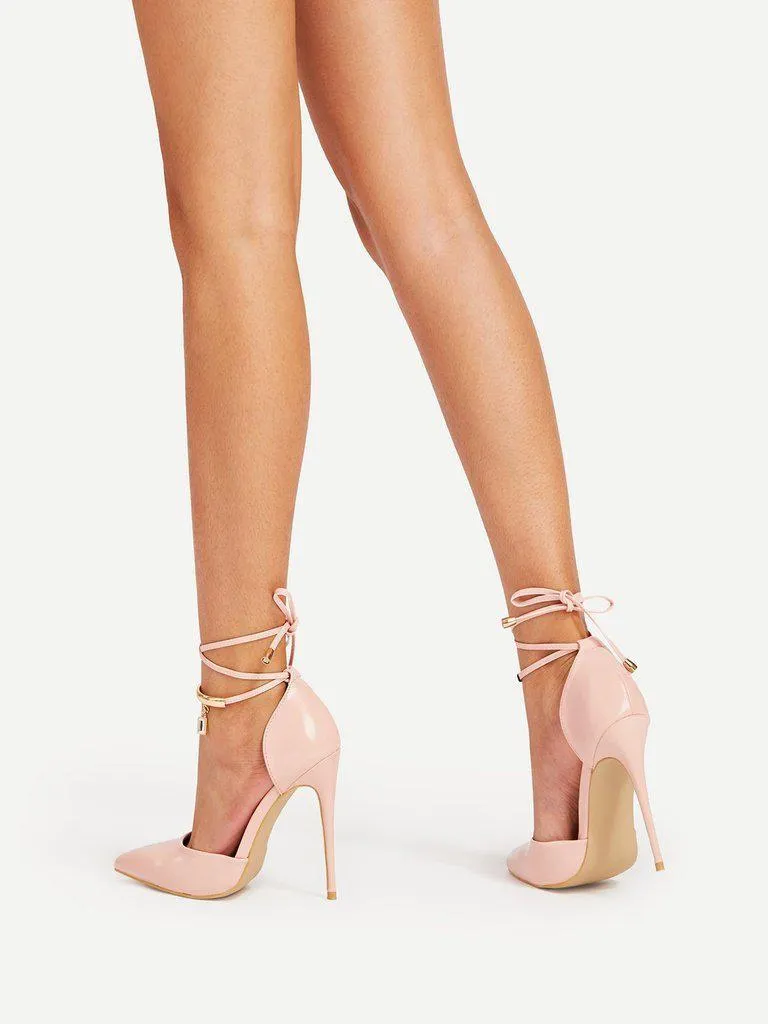 Pointed Toe Tie Leg Stiletto Heels