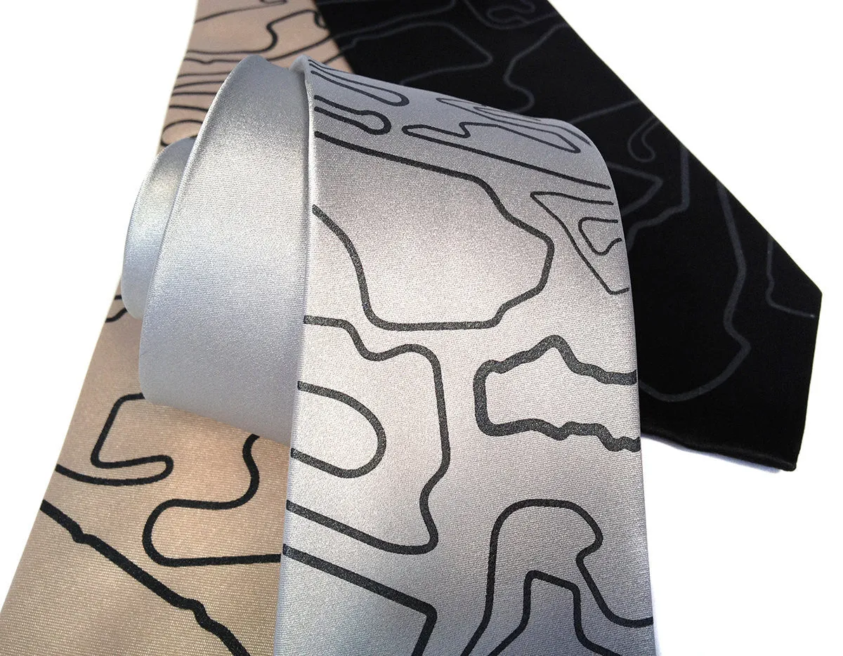 Race Track Maps silk necktie