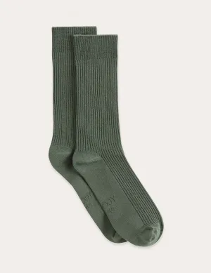 Ribbed Crew Socks - Moss