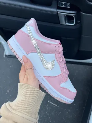 Rose Gold Pink Swarovski Womens Nike Dunk Shoes