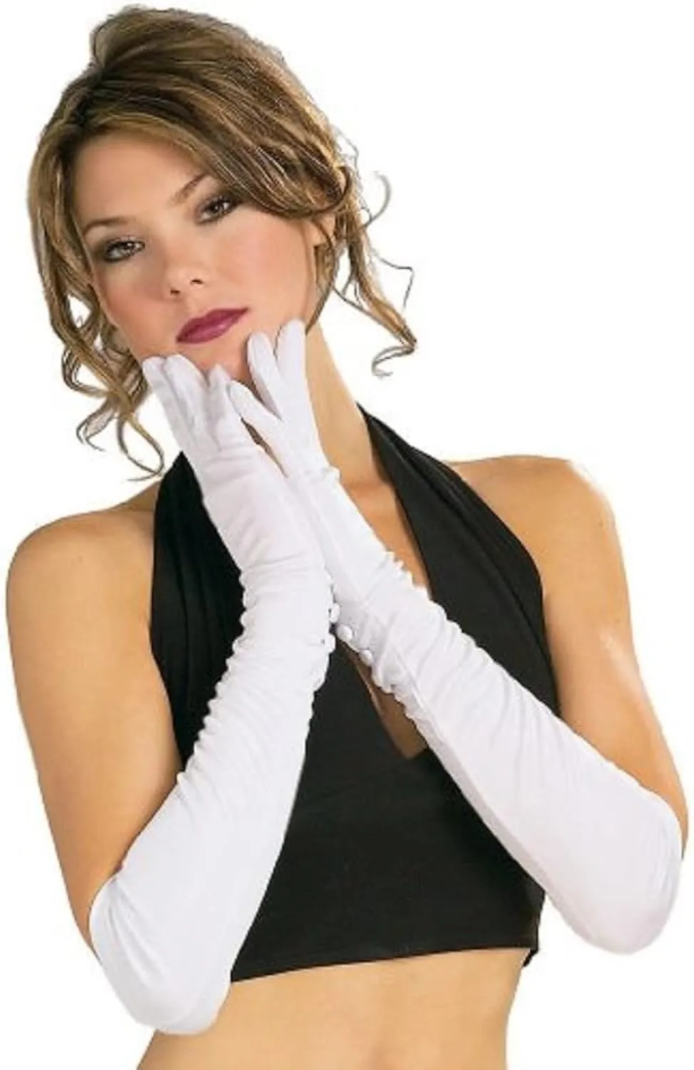 Rubie's Elbow Length White Satin Gloves