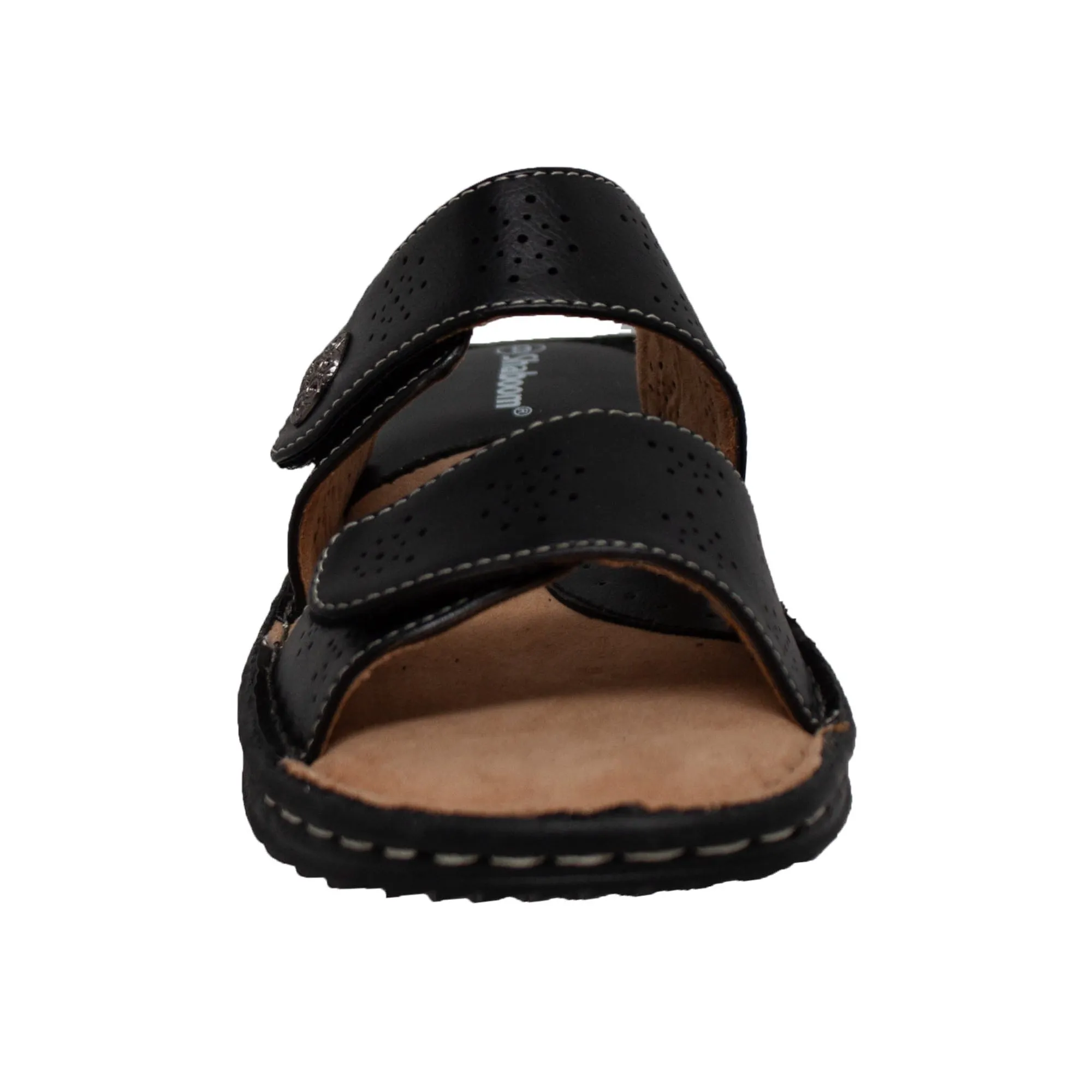 Shaboom Womens Black Comfort Slide Sandals PU