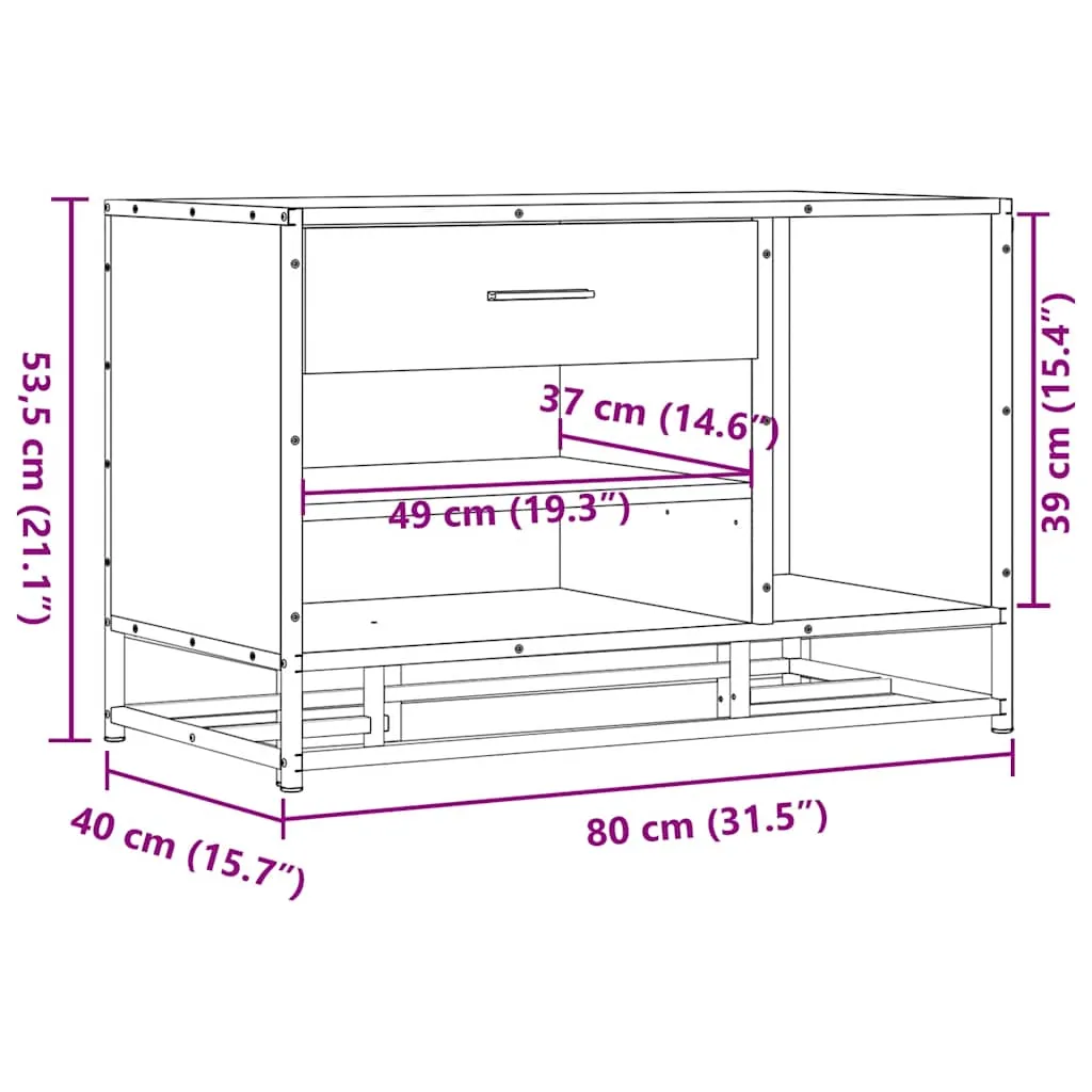 Shoe Bench Black 80x40x53.5 cm Engineered Wood and Metal