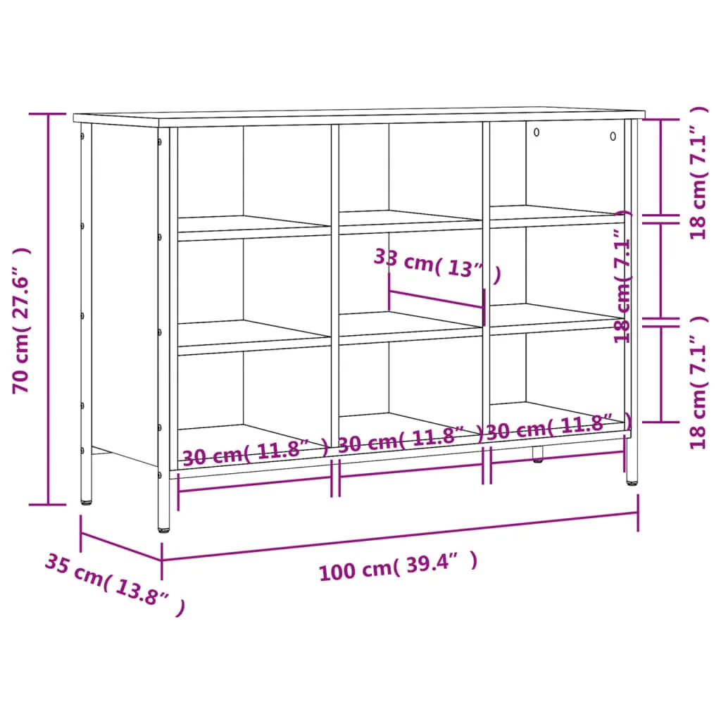 Shoe Cabinet Brown Oak 100x35x70 cm Engineered Wood