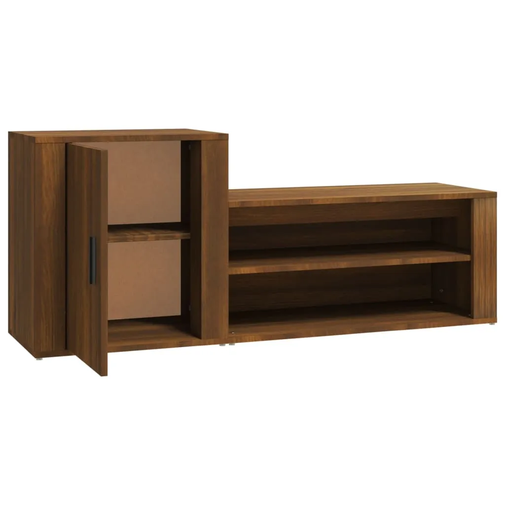 Shoe Cabinet Brown Oak 130x35x54 cm Engineered Wood