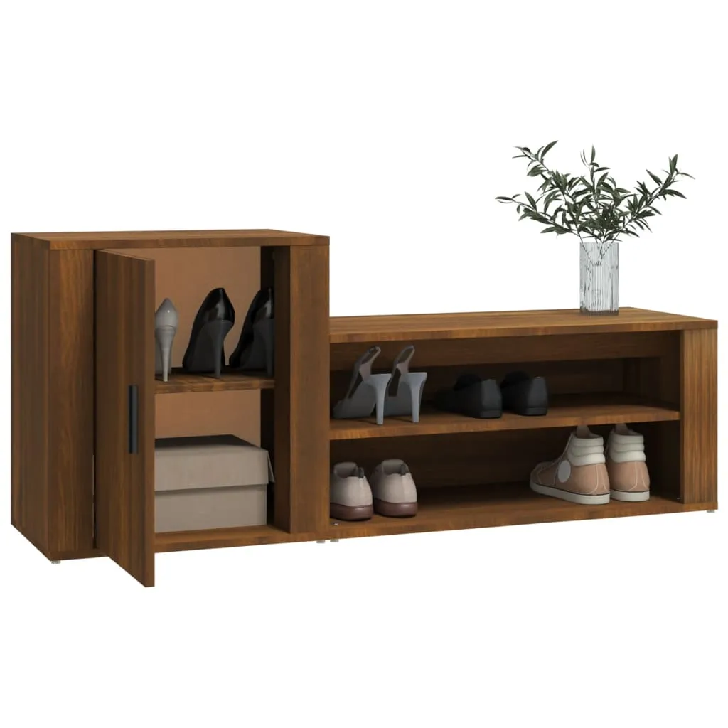 Shoe Cabinet Brown Oak 130x35x54 cm Engineered Wood