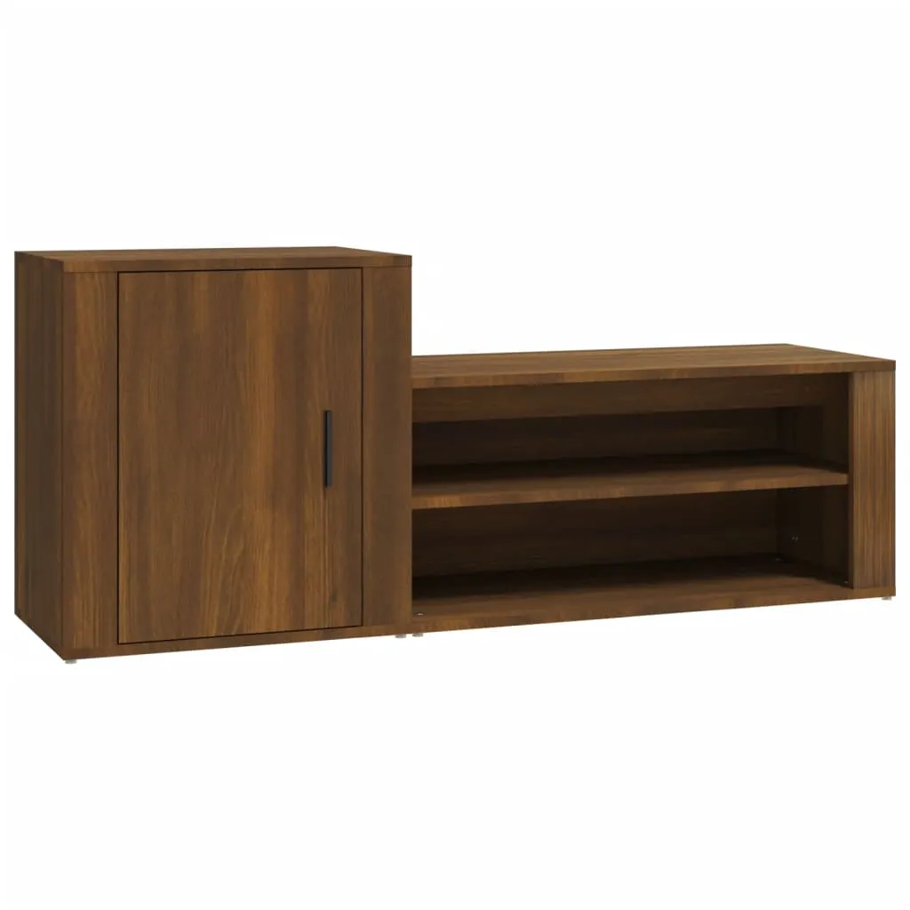 Shoe Cabinet Brown Oak 130x35x54 cm Engineered Wood