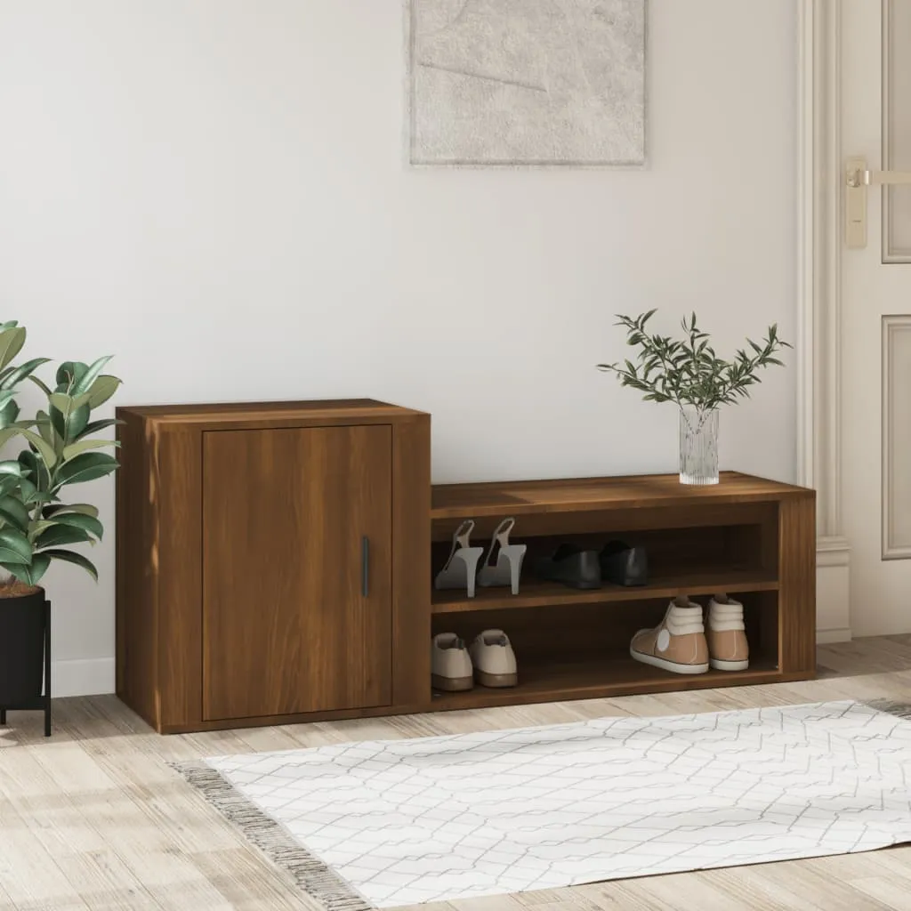 Shoe Cabinet Brown Oak 130x35x54 cm Engineered Wood