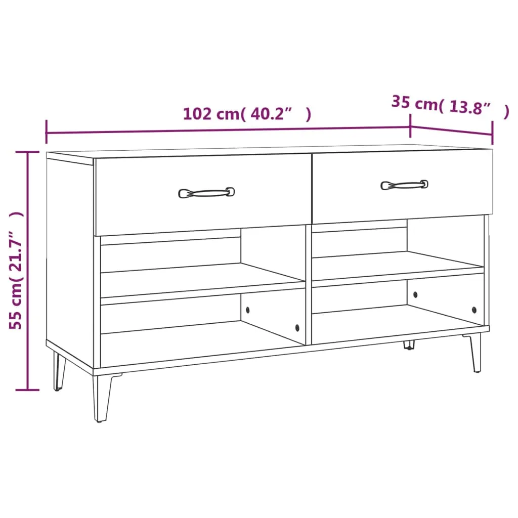 Shoe Cabinet Concrete Grey 102x35x55 cm Engineered Wood