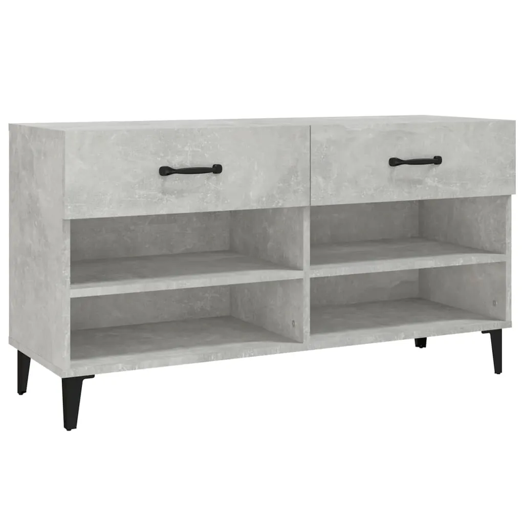 Shoe Cabinet Concrete Grey 102x35x55 cm Engineered Wood