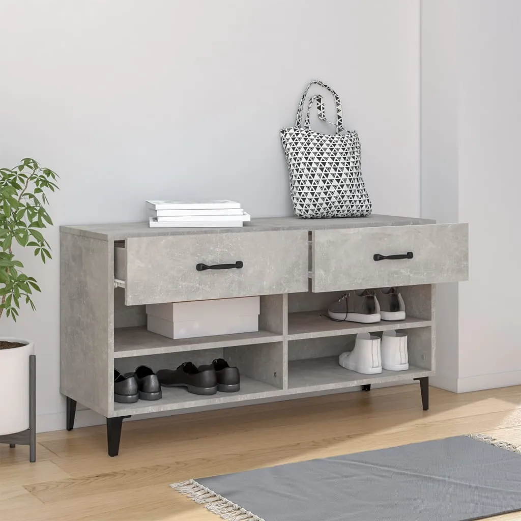 Shoe Cabinet Concrete Grey 102x35x55 cm Engineered Wood