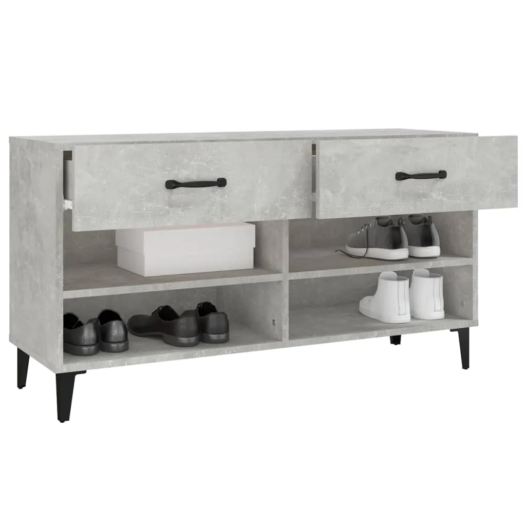 Shoe Cabinet Concrete Grey 102x35x55 cm Engineered Wood