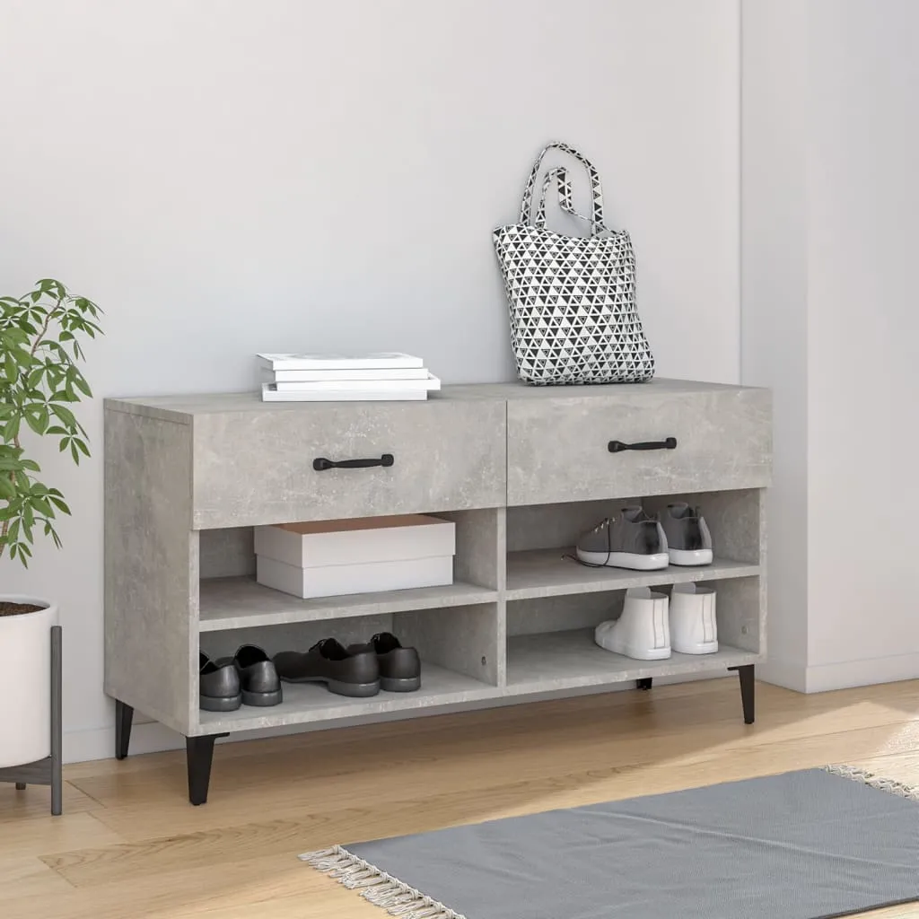 Shoe Cabinet Concrete Grey 102x35x55 cm Engineered Wood