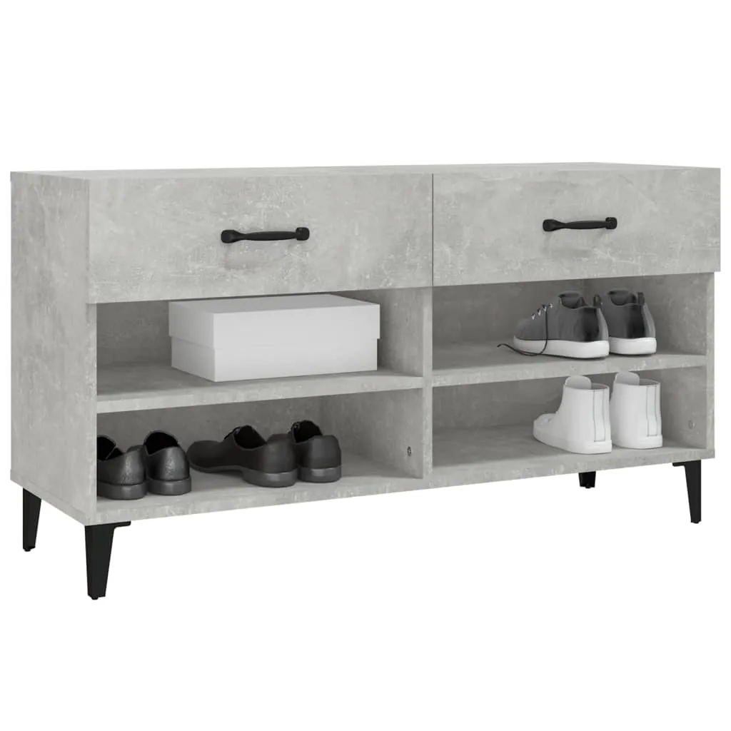 Shoe Cabinet Concrete Grey 102x35x55 cm Engineered Wood