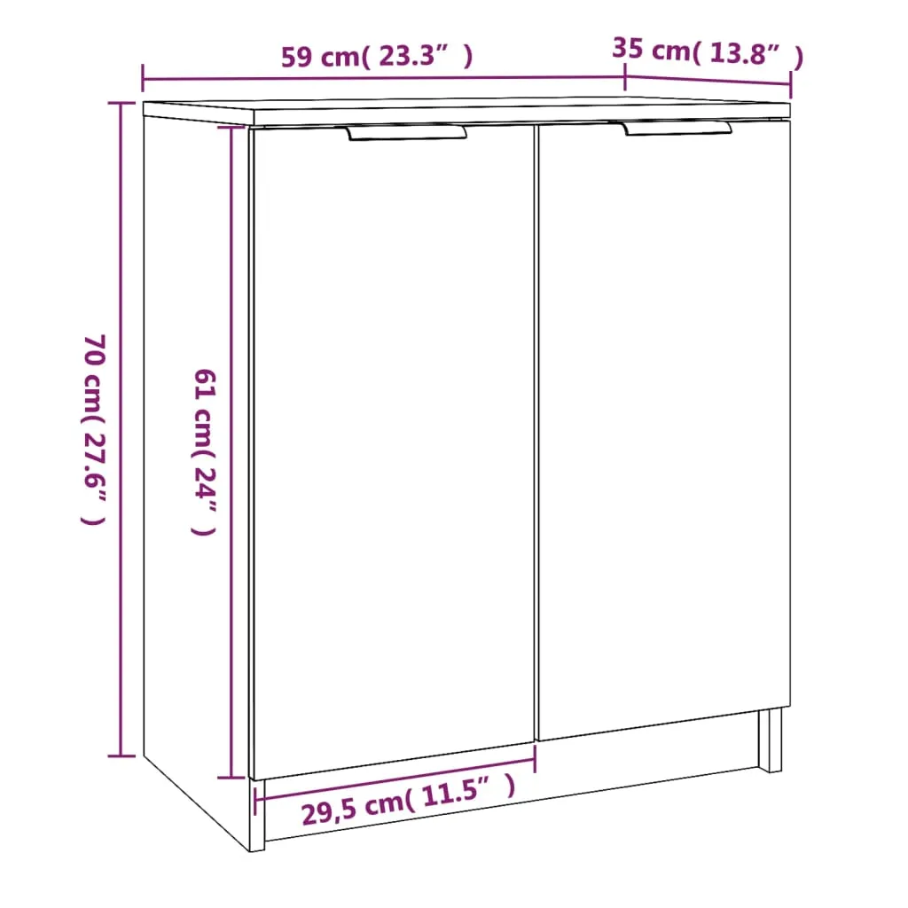 Shoe Cabinet Concrete Grey 59x35x70 cm Engineered Wood