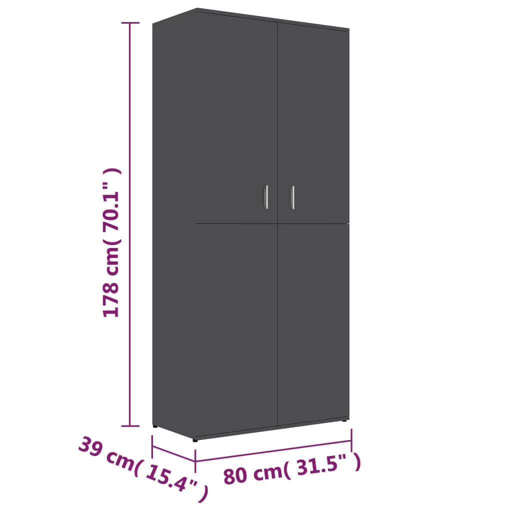 Shoe Cabinet Grey 80x39x178 cm Engineered Wood