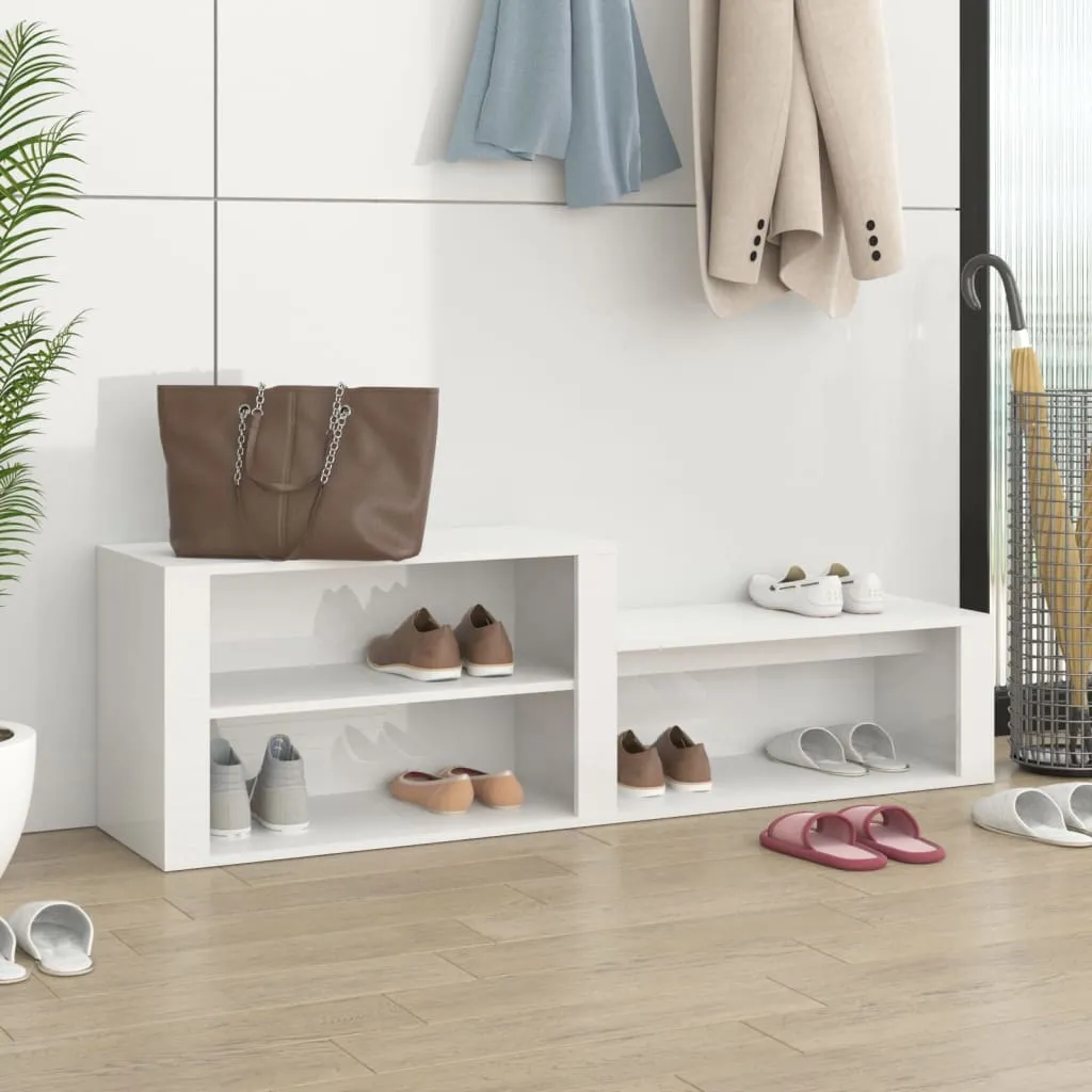 Shoe Cabinet High Gloss White 150x35x45 cm Engineered Wood