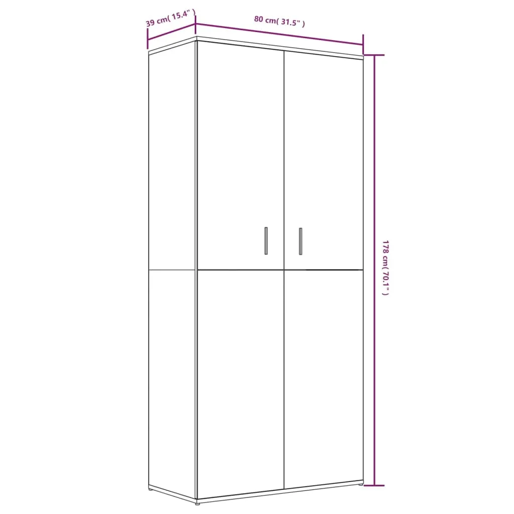 Shoe Cabinet Smoked Oak 80x39x178 cm Engineered Wood