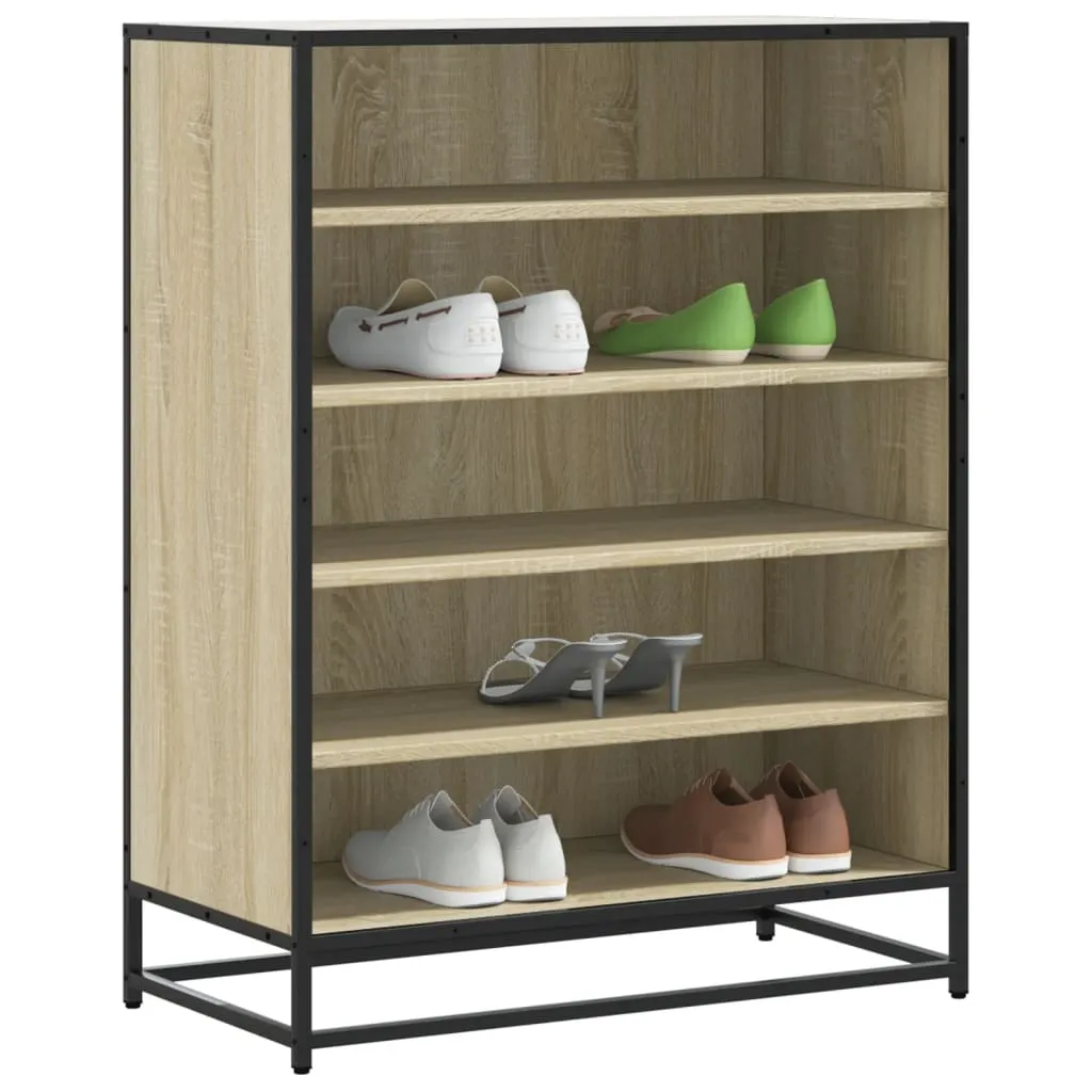 Shoe Cabinet Sonoma Oak 75x38x97.5 cm Engineered Wood and Metal