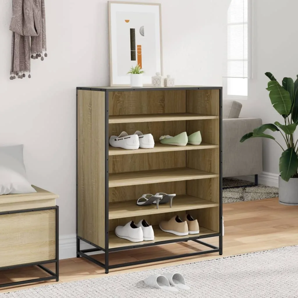 Shoe Cabinet Sonoma Oak 75x38x97.5 cm Engineered Wood and Metal