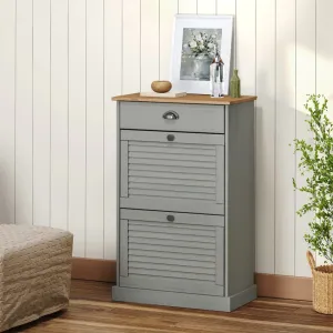 Shoe Cabinet VIGO 60x35x96 cm Grey Solid Wood Pine