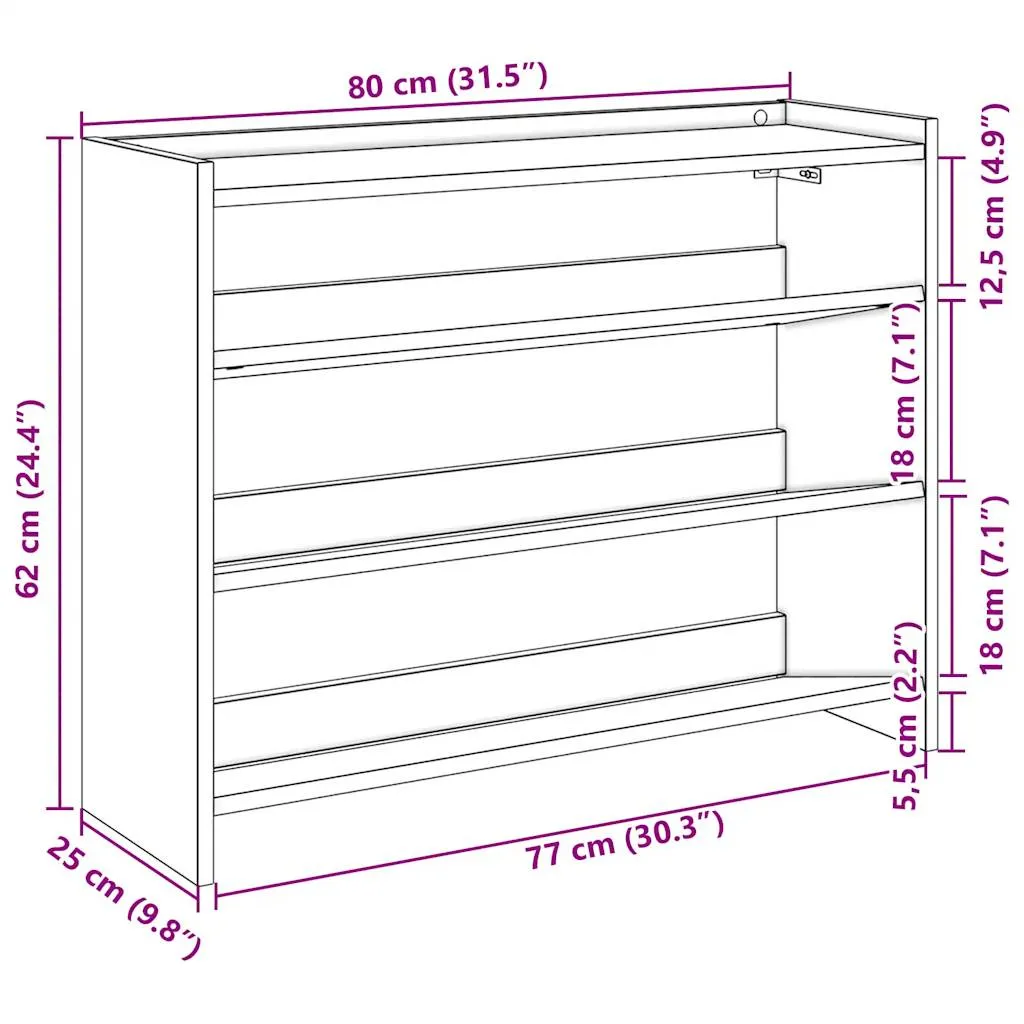 Shoe Rack Artisan Oak 80x25x61.5 cm Engineered Wood